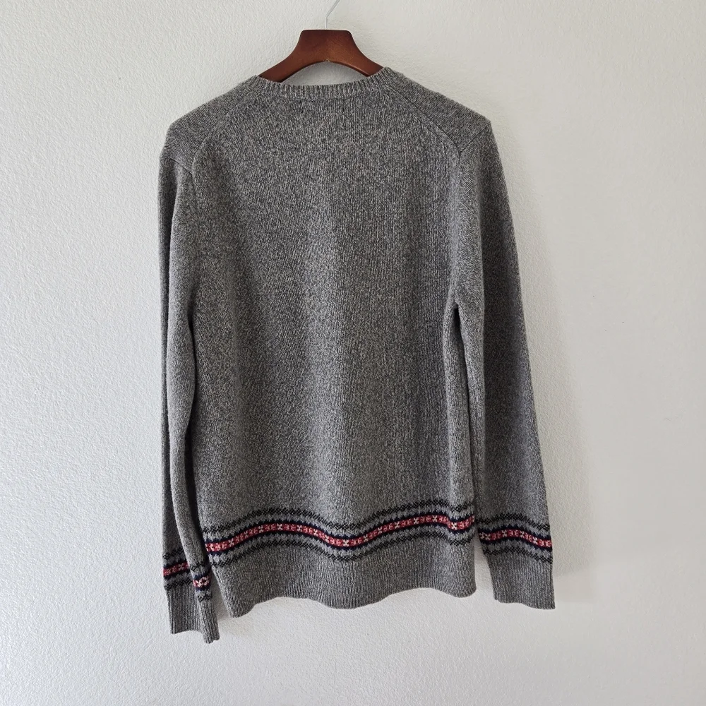 Brooks Brothers Sweater Mens Large Gray Merino Wool Blend Knit Crew Neck Grandpa